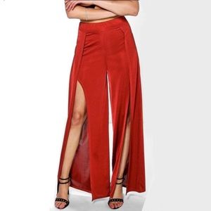Rust Orange Double Slit Pants